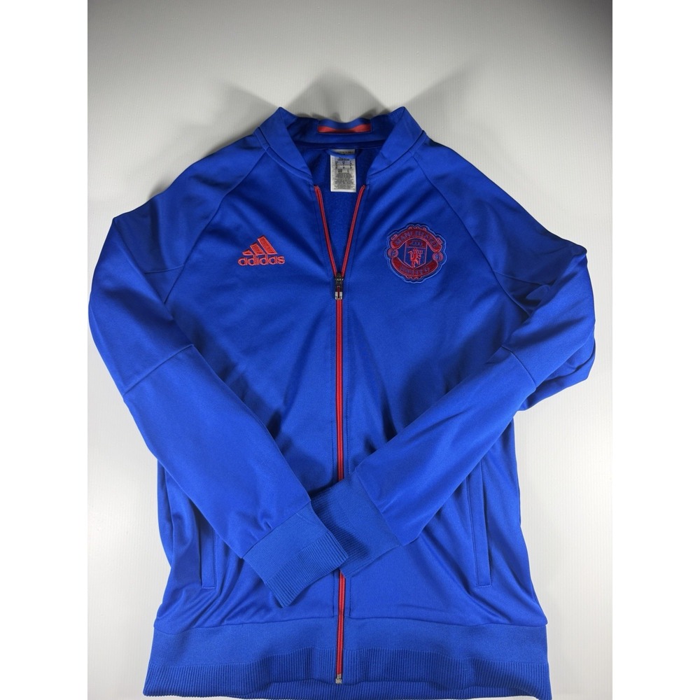 Adidas Manchester United Anthem Jacket Mens Blue Med Full Zip